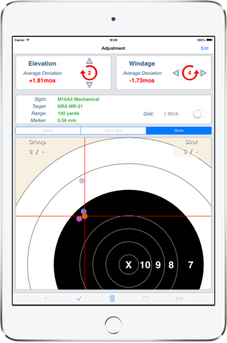 iPad Adjustment with different windage/elevation click settings